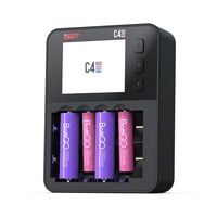 ISDT C4 EVO Smart Battery Charger with Type-C QC3.0 Output for AA AAA Li-ion Battery with IPS Display Screen and Fire Prevention