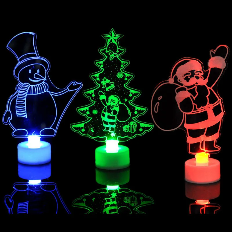 Colorful LED Decorative Lights New Year Christmas tree Pendant decorations Snowman Santa Claus Light Neon Party Home Decoration