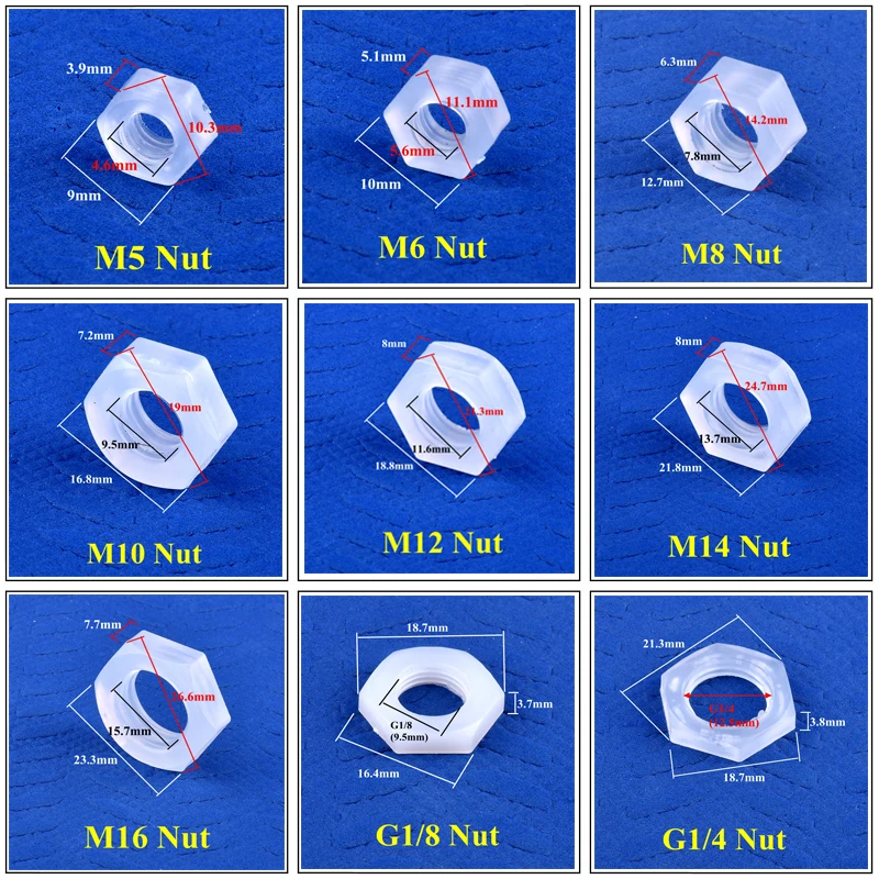 5~200pcs Food Grade PP M5~M16mm G1/8\