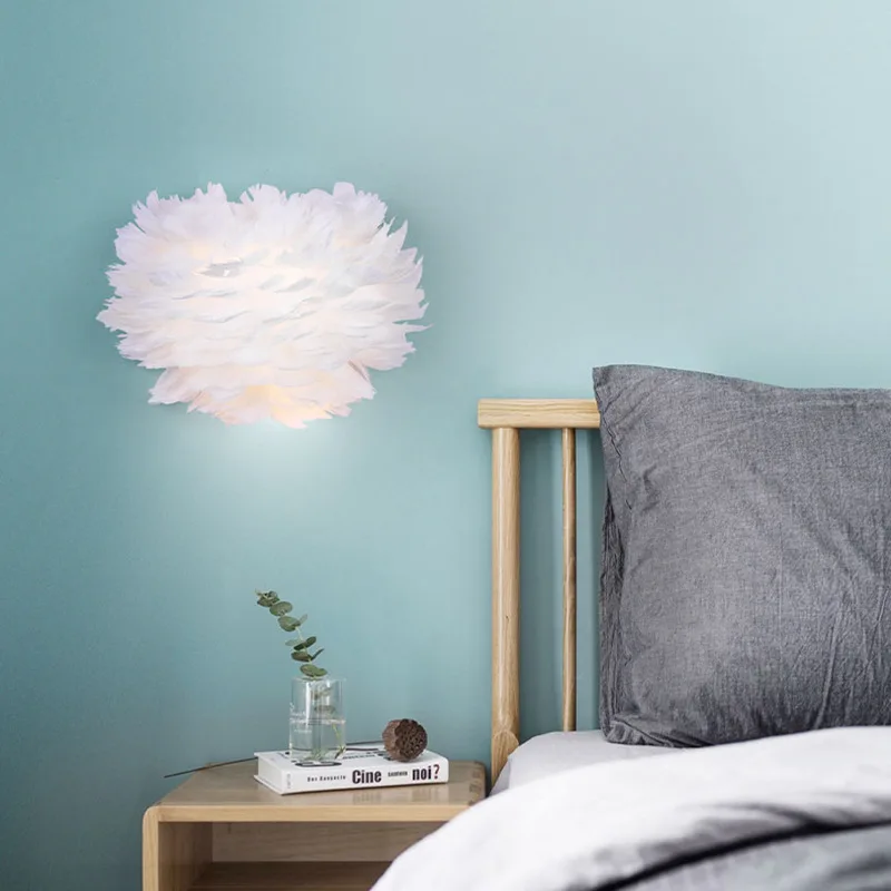 

2019 New Nordic Wall Lamp LED Light For Living Room sconce Creative Feather Light E14 wall light 12W wandlamp Bedside Lamp 220v