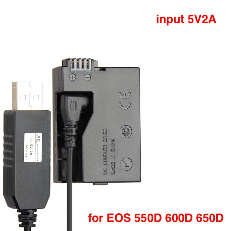 Hercules USB SLR 카메라, 전원 공급 장치 LP-E8, 촬영 시간 연장, EOS 550D 600D 650D 700D, 5V2A