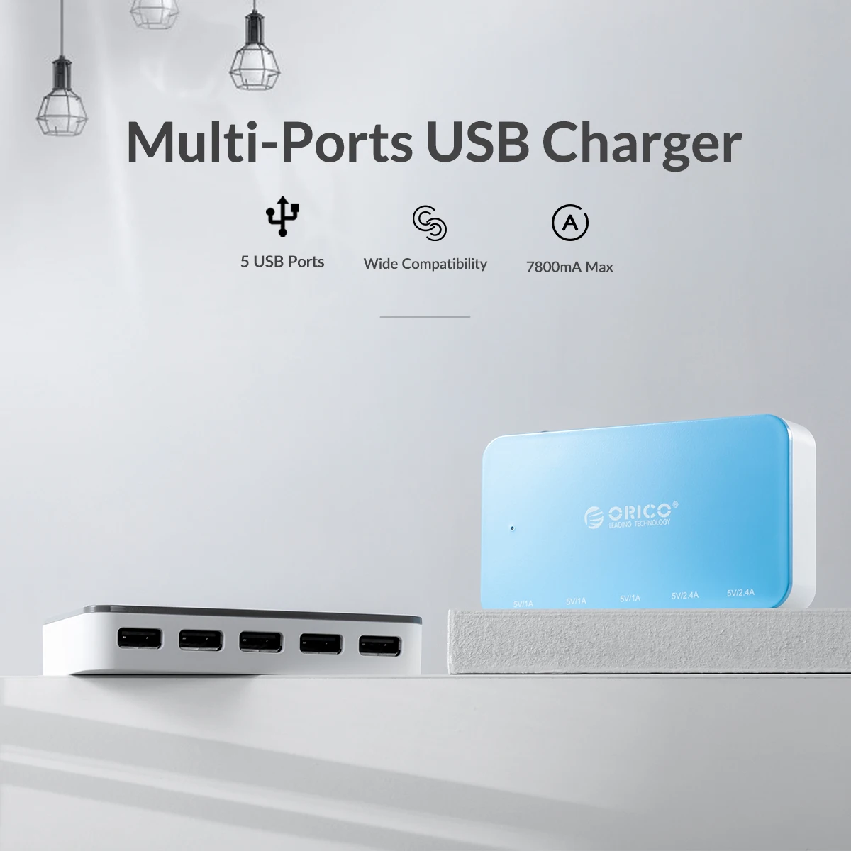 ORICO-cargador de escritorio con 5 puertos USB, adaptador de teléfono móvil, Universal xiaomi colorida para carga inteligente, Huawei, Samsung, iPhone 11