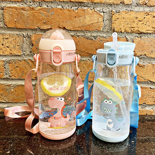 

Baby Dinosaur Learning Drinking Baby Feeding Water Drink Leak Proof Bottle with Straw Tritan Bebe Copos 550ml Cup with Strap