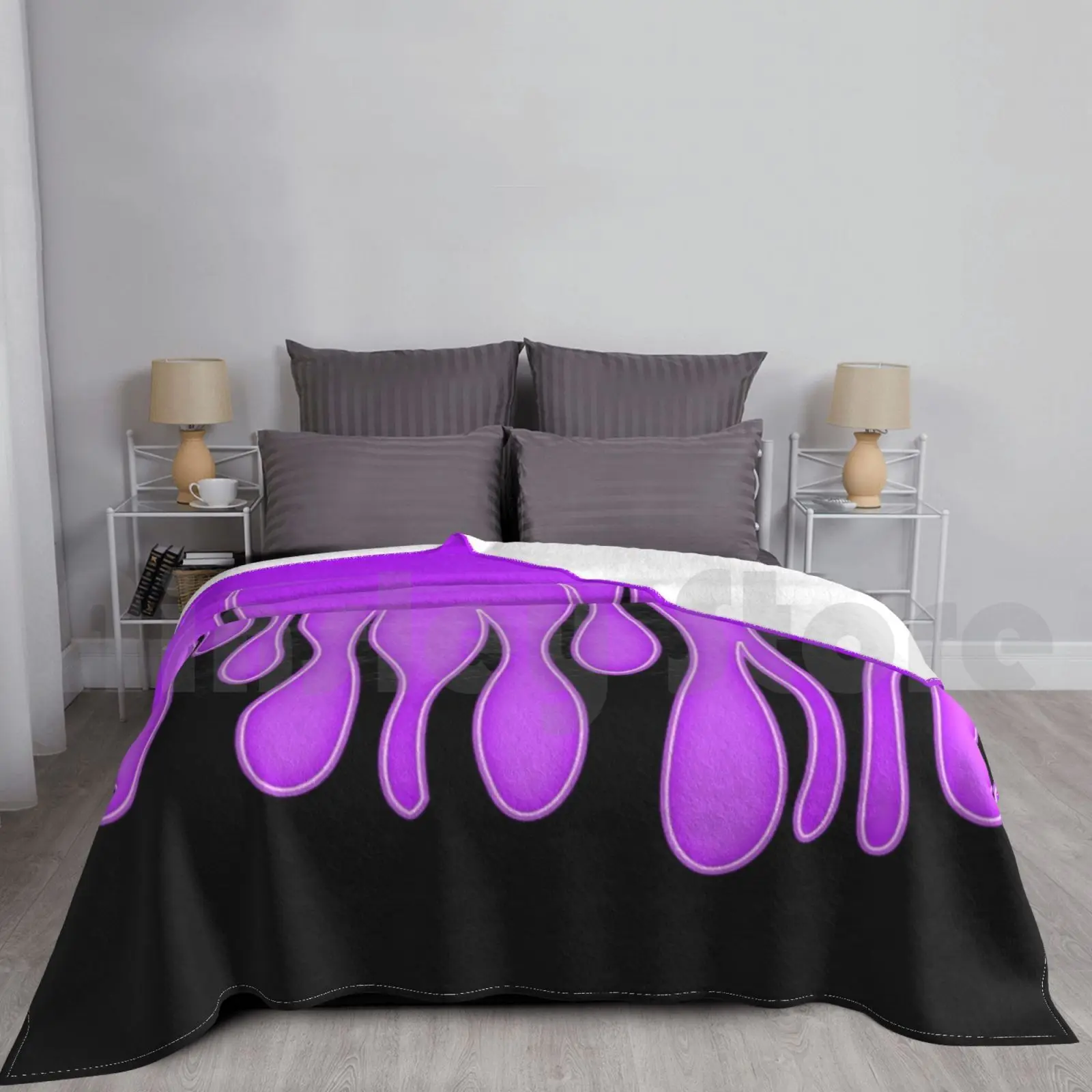 

Purple Goth Flames Blanket For Sofa Bed Travel Purple Goth Flames Cute Y2k Tribal