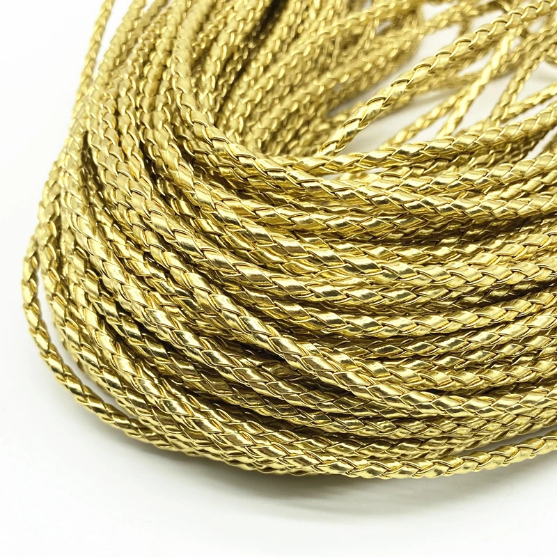 2 Meters 3mm Four Strand Cores Artificial Leather Braided Rope for Fashion Bracelet Design Jewelry Making Handmade DIY