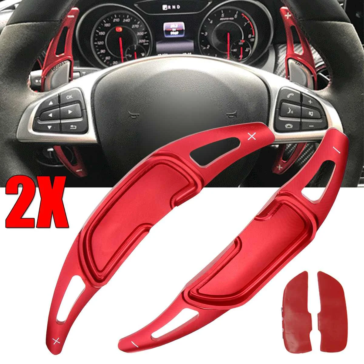 

2Pcs Aluminium Car Steering Wheel Shift Paddle Shifter Extension For Mercedes For Benz For AMG 2015-2019 W176 A45 CLA45 C63