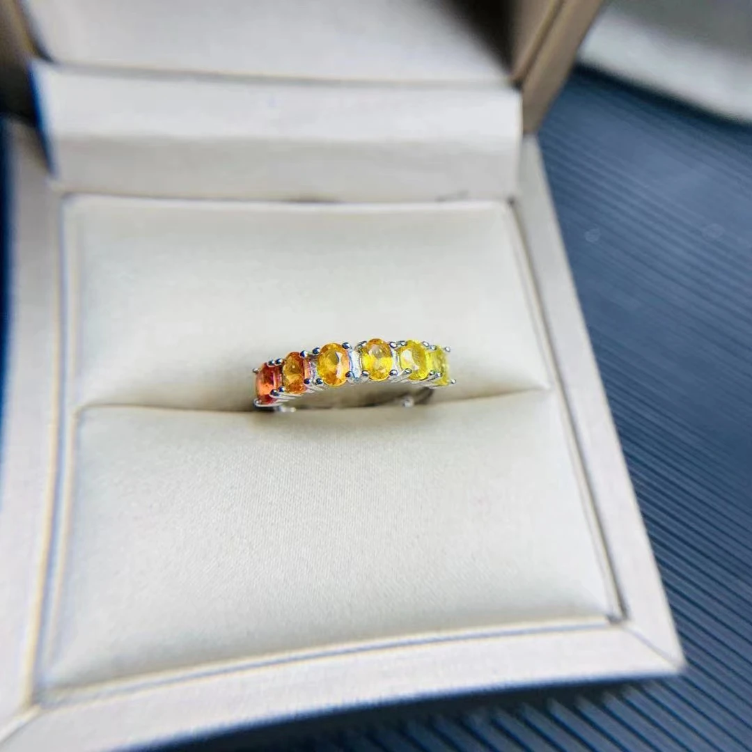 CoLife Jewelry Natural Yellow Sapphire Ring for Daily Wear 6 Pieces 3mm * 4mm Sapphire 925 Silver Sapphire Jewelry image 5