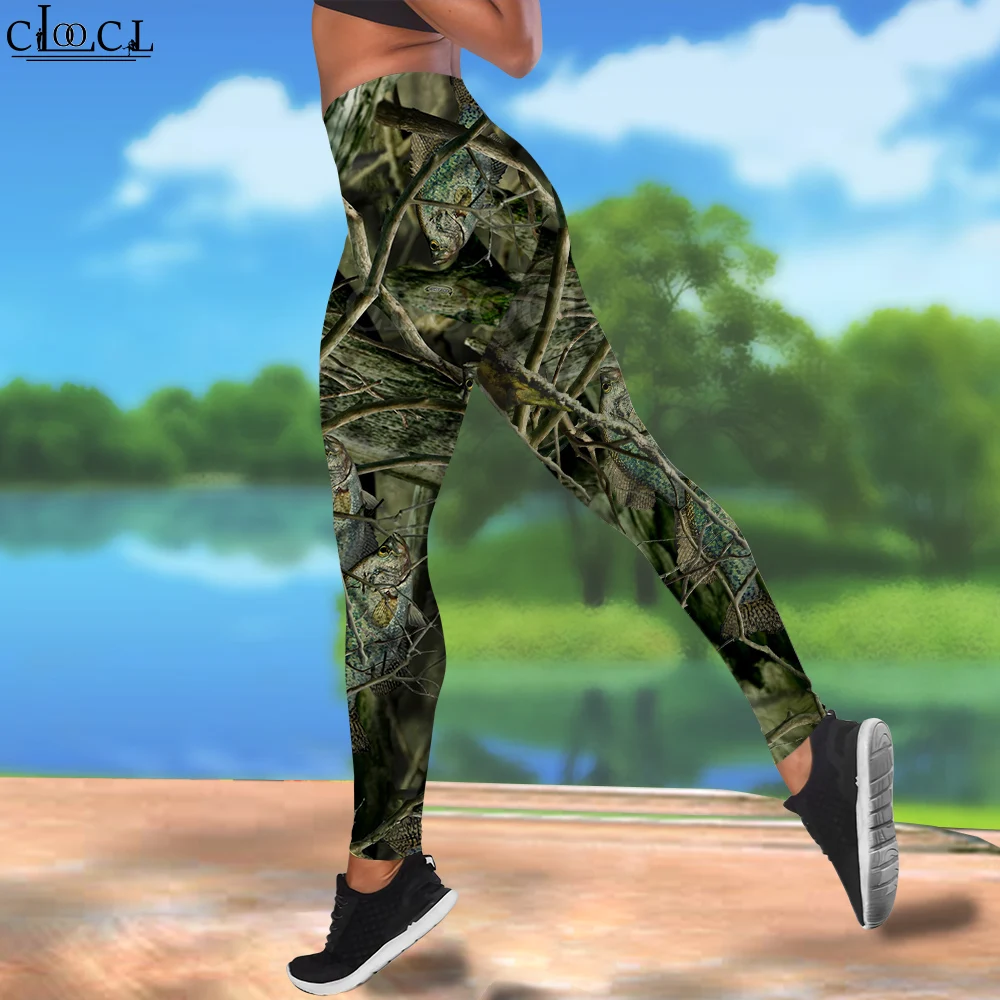 CLOOCL กางเกงขายาวผู้หญิงการล่าสัตว์พิมพ์เอวสูงความยืดหยุ่น Legging หญิงสําหรับกลางแจ้ง Street Casual Jogging กางเกง