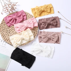 Solid Soft Ribbed Baby Girl Headband Bow Top knot Spandex Hair Bands Sweet Turban Headwraps Infant Toddler Elastic Head Bands