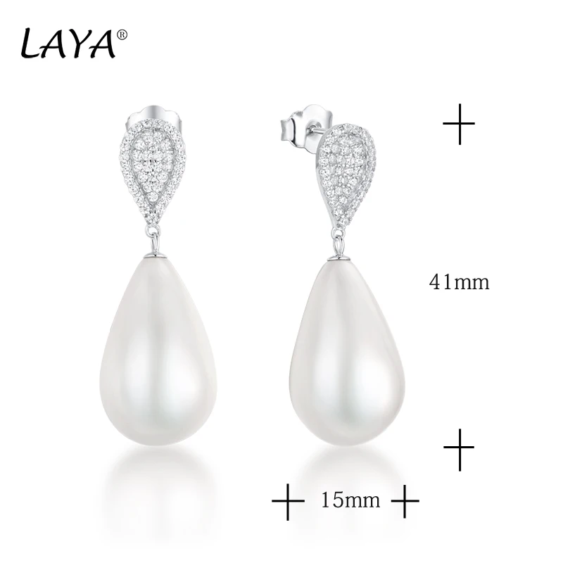 925 Sterling Silver Fashion Clear Cubic Zircon Shell Pearl Drop Earrings Women's Birthday Wedding High Quality Classic Jewelry image 5