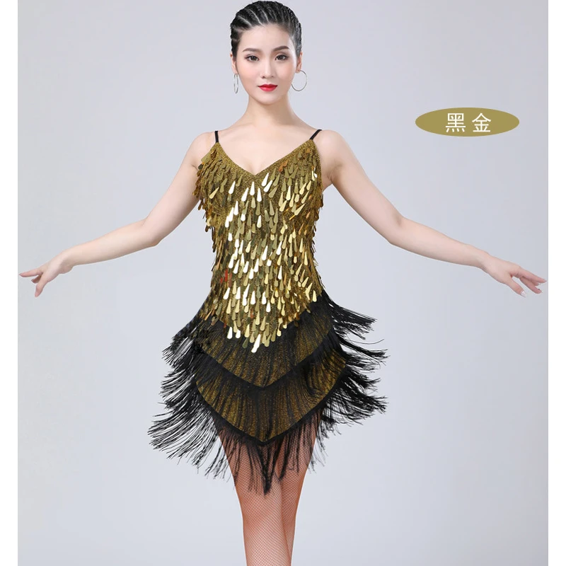 Nieuwe Vrouwen Professionele Pailletten Fringe Latin Dance Rok Party Ballroom Latin Tango Jazz Moderne Salsa Dance Jurk Rok 9 Kleuren