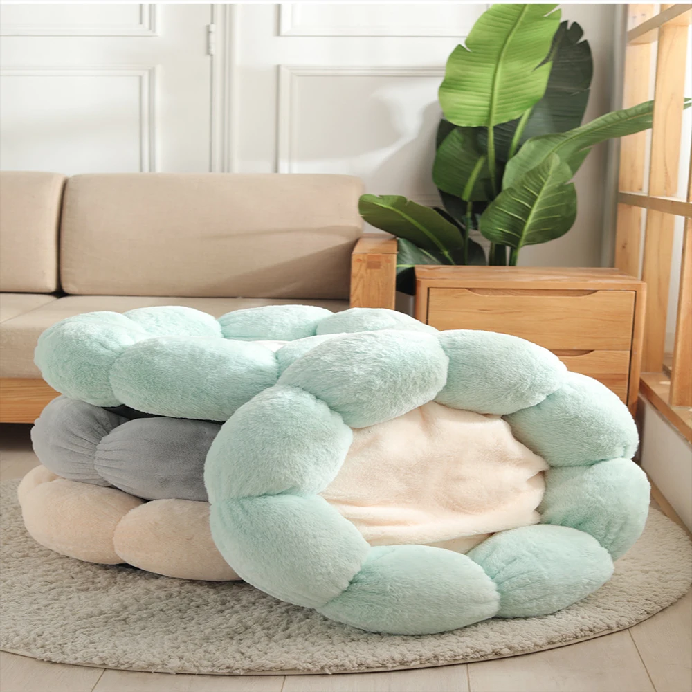 

Cat Bed Warm Soft Round Flower Petal Pet Bed Cute Cozy Kitten Sleeping Mat Plush Beds Pet Kennel Puppy Cushion Cat Supplies