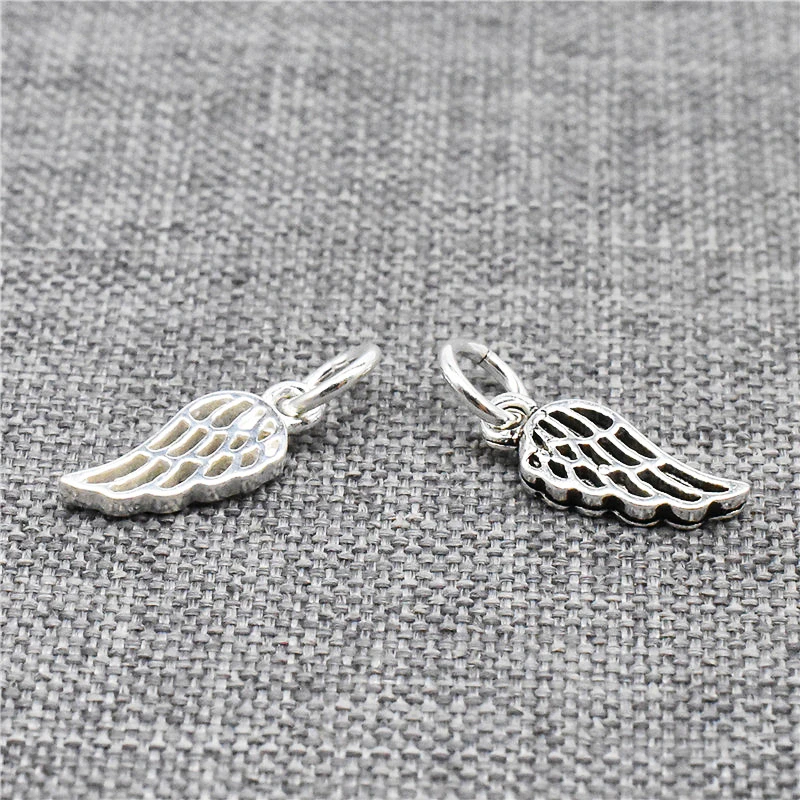 10 Pieces of 925 Sterling Silver Small Hollow Angel Wing Charms for Bracelet Necklace Earrings