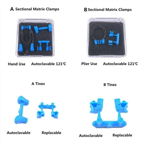 Imagen 2 del producto Matrices contorneadas seccionales de matriz Dental, abrazaderas, cuñas, anillos de Clip de resorte de Metal, herramientas de dentista, instrumento de laboratorio Dental