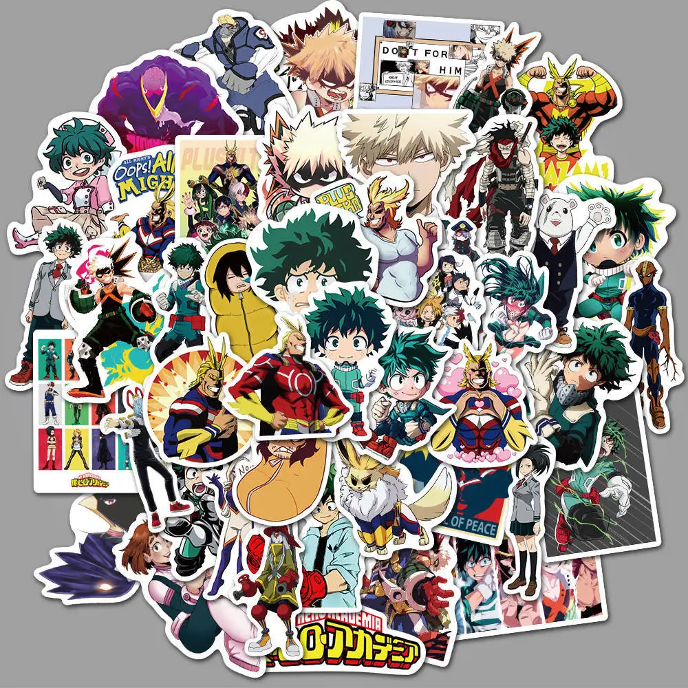 50pcs Japan Anime Cartoon Stickers Demon Slayer Nezuko My Hero Academia DIY Waterproof Sticker For Skateboard Notebook Laptop