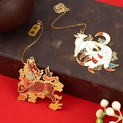 Nuovo segnalibro mitico retrò in stile cinese con nappa in metallo creativo Hollow Dragon Tiger Book Clip studente regalo forniture per ufficio