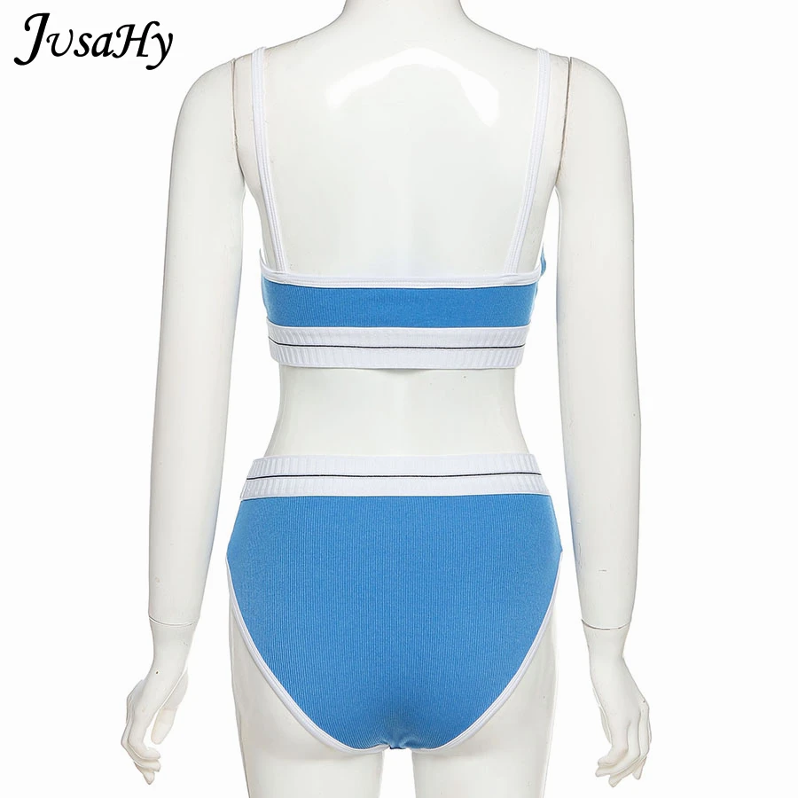 JusaHy Strand Stil Zwei Stück Sets Frauen V-ausschnitt Casual Brief Stickerei Leibchen Top + Slip Passenden Shorts Urlaub Outfits Heißer