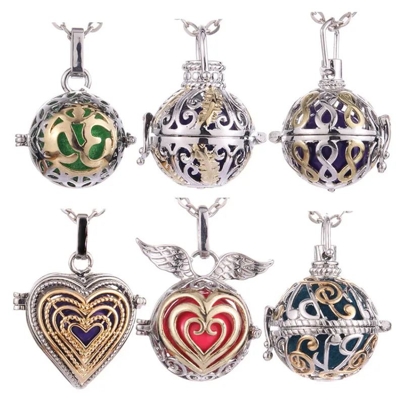 2026 Multi Styles Hollow Angel Love Wings Vintage Necklace Music Ball Pregnancy Bell Necklace Aroma Essential Oil Locket Pendant