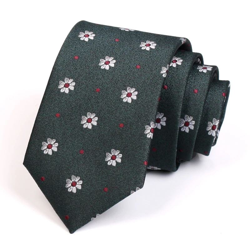 

7CM Green Tie Gentleman Floral Jacquard Ties High Quality Fashion Formal Tie For Men Business Suit Work Necktie With Gift Box