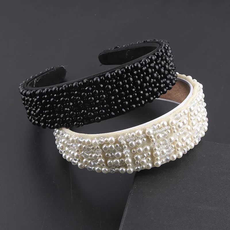 New Personality European Palace Style Luxury Rhinestones Headband Baroque Crystal Thick Sponge HairBnad Women 306