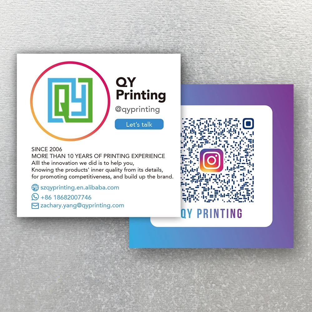 Custom Print Logo Business Name Instagram Style Business Cards 90x54mm 70x70mm 100 Pieces Pack