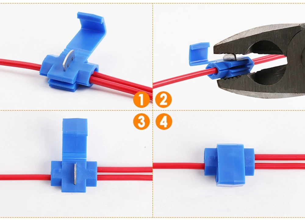 A pack of Scotch Lock Electric Wire Cable Connectors Quick Splice Terminal Crimp Non Destructive Without Breaking Line AWG 22-18