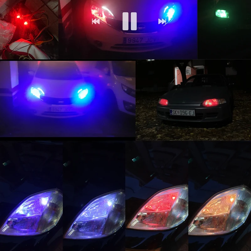 RXZ T10 RGB W5W LED RGB COB 194 168 Colorful Multi-Mode Auto Side Light Bulbs with Remote Controller With Remote Controller