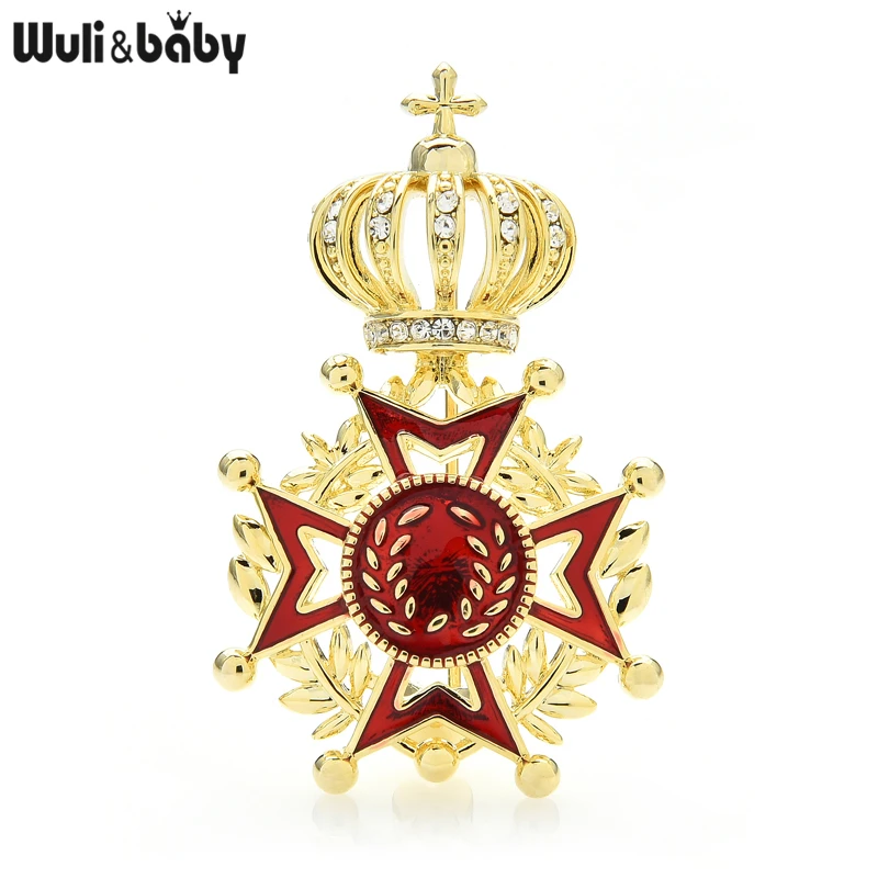 Wuli&baby Czech Rhinestone Star Crown Brooches For Women Unisex New Design Brooch Pins Gifts