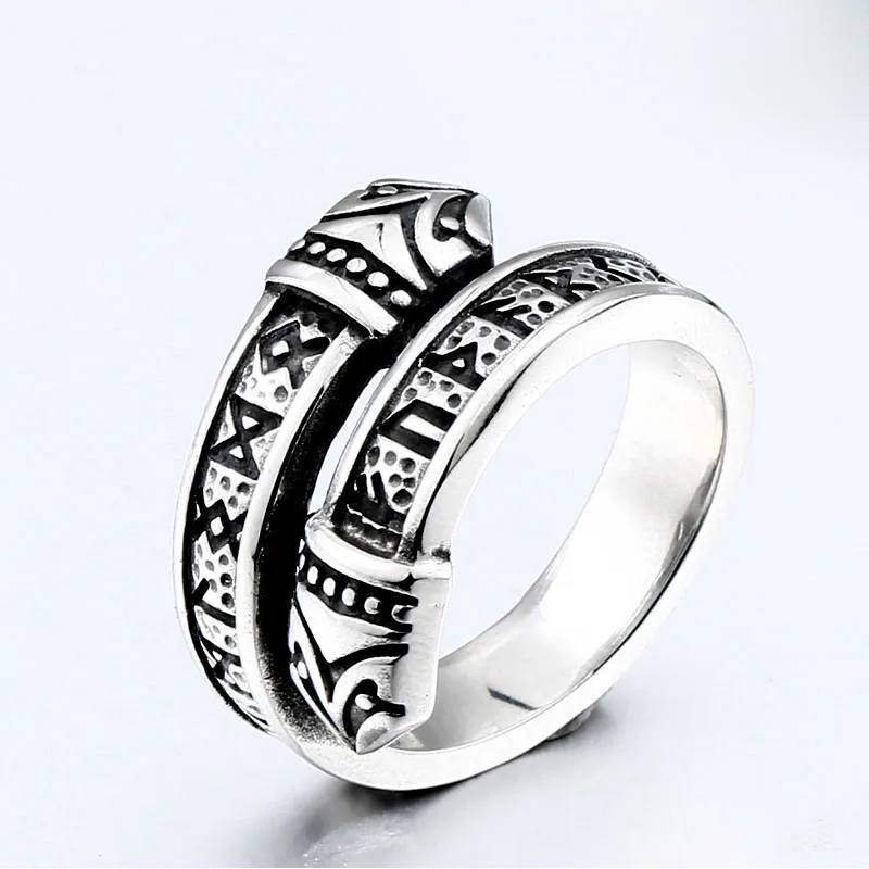 BEIER 316L Stainless Steel Punk Vintage Men Ring Viking Rune Fashion Jewelry Wholesale Gift Dropshipping BR8-575