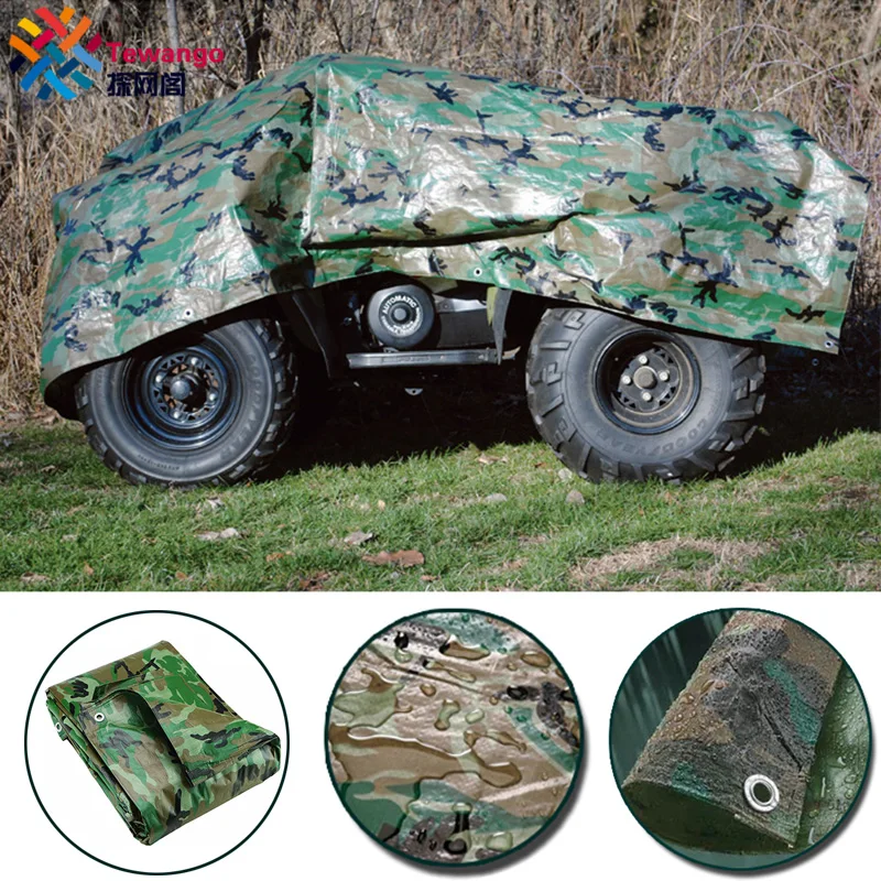 Tewango Camouflage Tarpaulin Heavy Duty Tarp Waterproof Ground Sheet Camping Camo Outdoor Waterproof Tarp SunShade Sail 110GSM