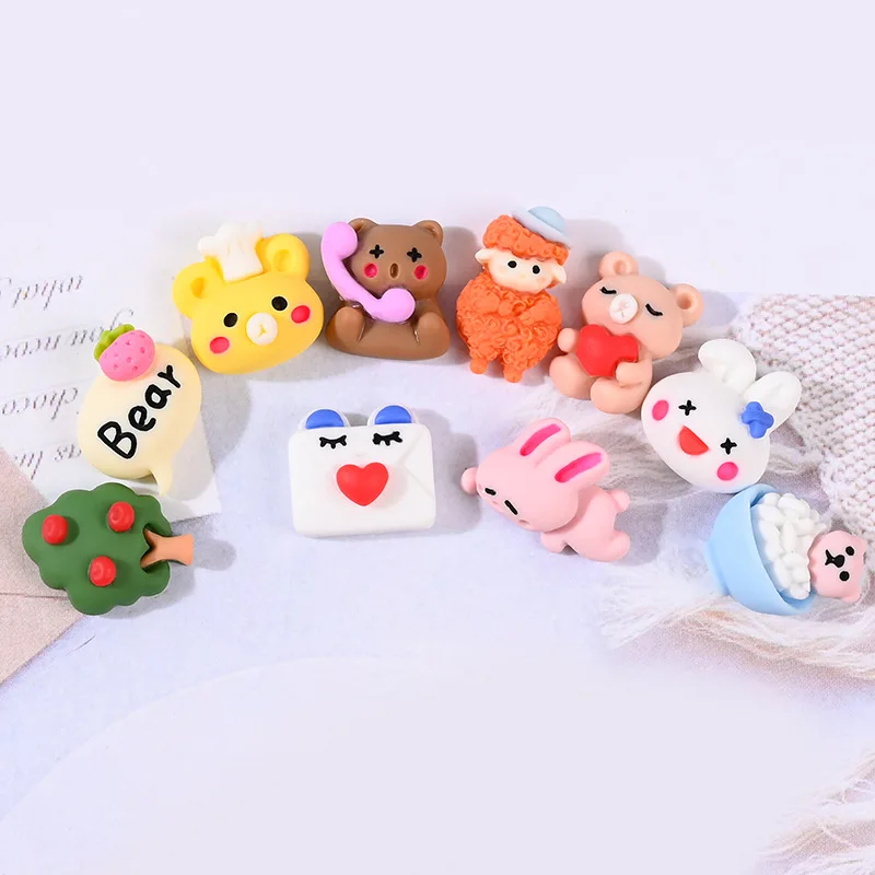 20Pcs Cartoon Lovely Animals Flatback Resin Cabochon For Hair Bow Clips Accessories Scrapbooking for Phone Decoration Craft