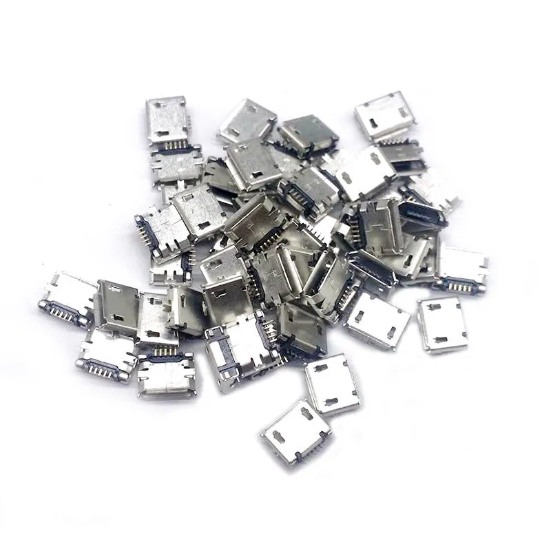 50pcs/lot USB Connector Female Port Jack Tail Sockect Plug For Android phone data connector 5Pin Micro-B SMD Micro
