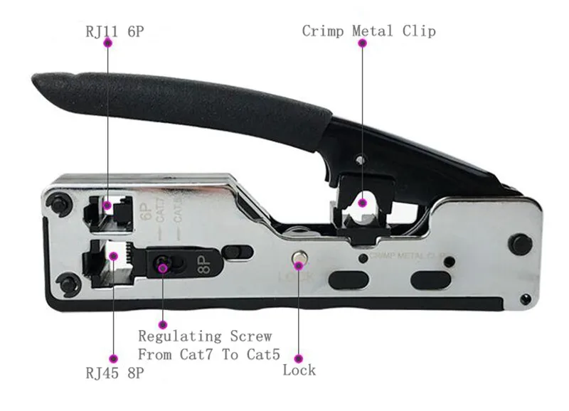 Ferramenta de friso de descascador de fio de rede para cat7 cat6 cat5 cabo multi-função rj45 rj11 clips de metal ferramentas de alicate de rede