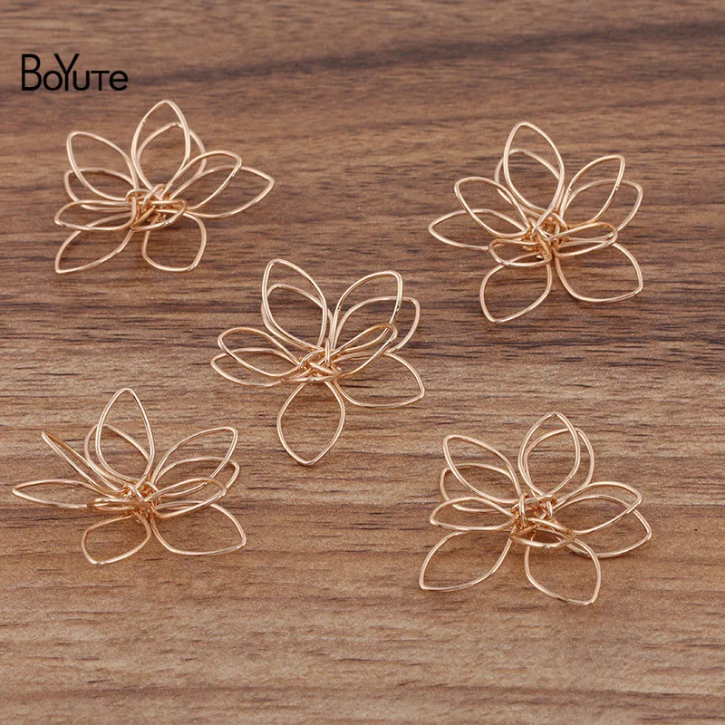 BoYuTe (50 Pieces/Lot) 20MM 35MM Metal Iron Wire Winding Flower Materials Handmade Diy Jewelry Findings Components