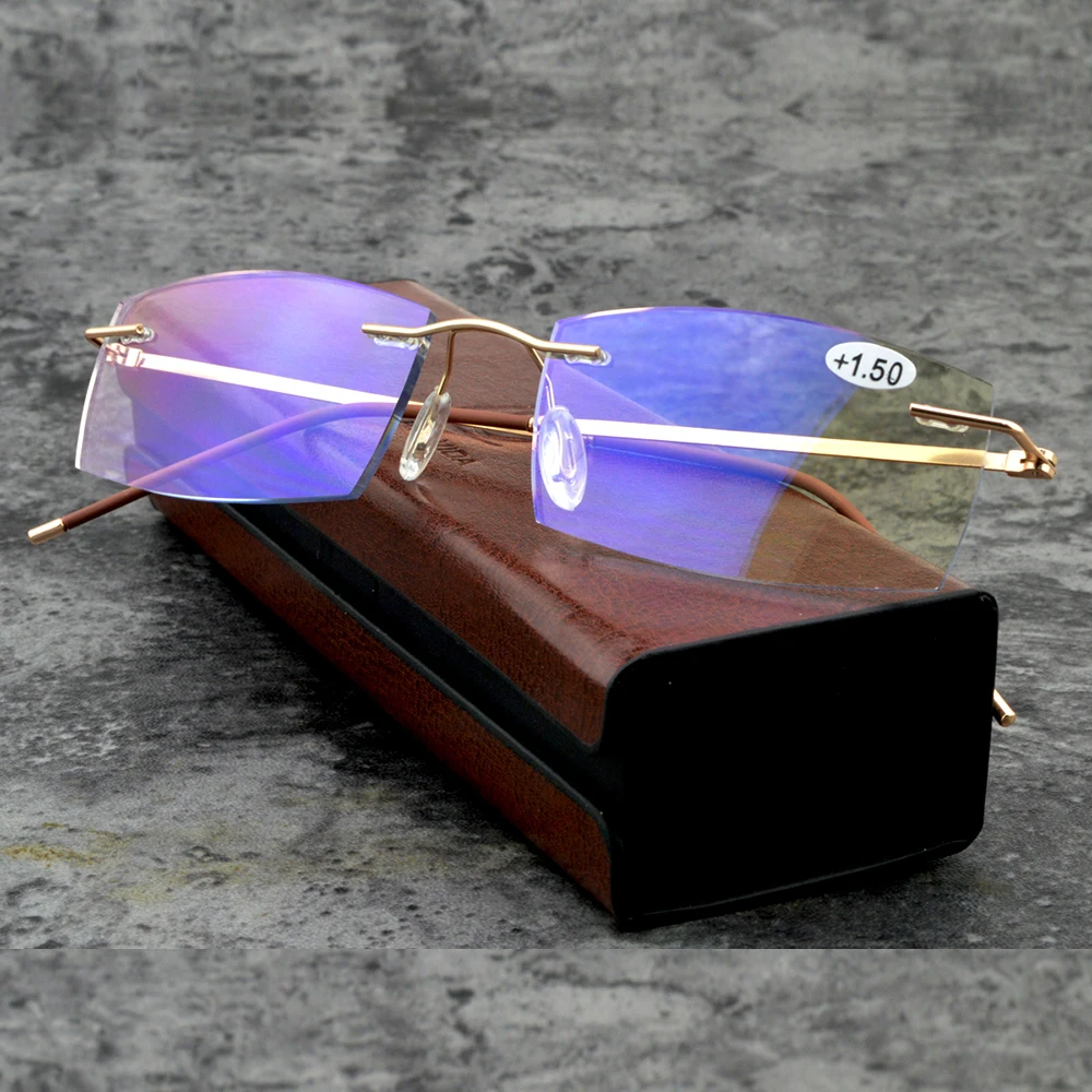 

Men Luxury Rimless Royal Ministers Reading Glasses +0.75 +1 +1.5 +1.75 +2 +2.25 +2.5 +2.75 +3 +3.5 +4 WITH CASE In The Photo