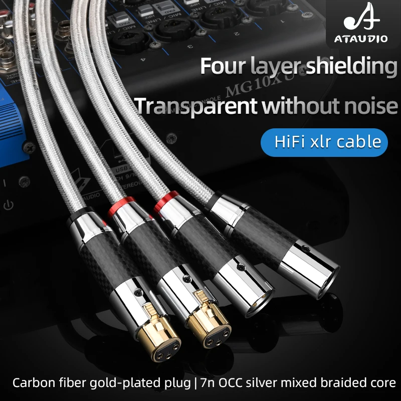 Hifi Pair XLR Cable  copper silver mixed Audio Cable With Top Grade Carbon Fiber XLR Plug