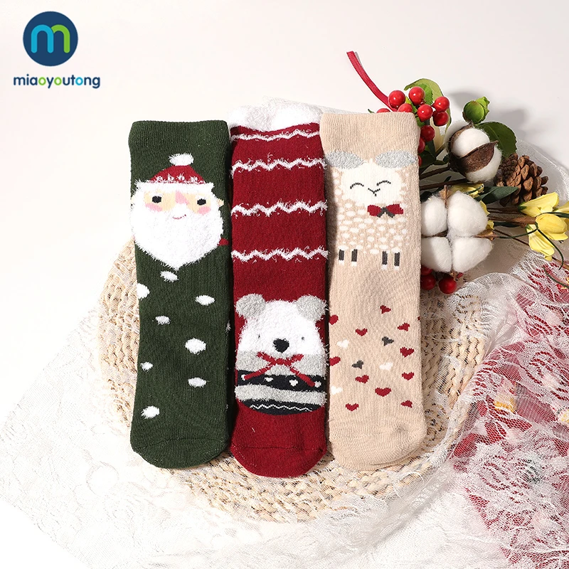 

3 Pairs/Lot Christmas Coral Fleece Socks Merry Christmas Decorations For Home Cristmas Ornaments Xmas New Year Miaoyoutong