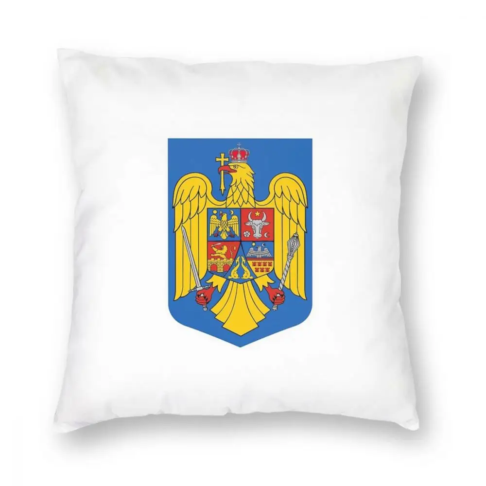 

Romania Coat Of Arms Square Pillow Case Polyester Cushions for Sofa Romanian Flag Fashion Pillowcover Home Decor