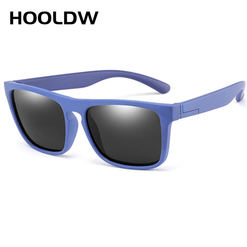 HOOLDW Square Kids Sunglasses Silicone Flexible Safety Children Polarized Sun Glasses Girl Boy Glasses UV400 Baby Shades Eyewear