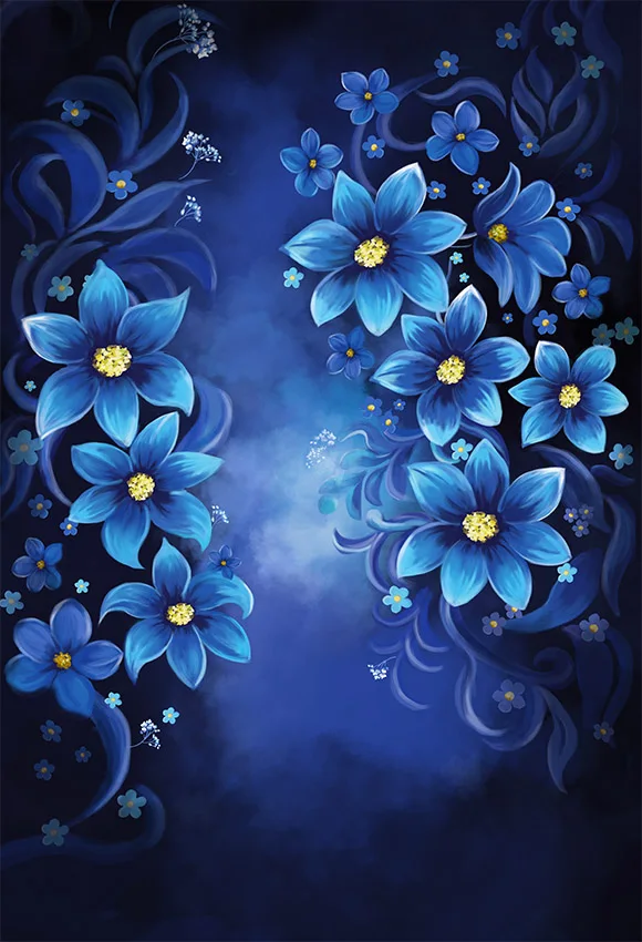 Mehofond Flowers Background For Photography Vintage Dark Blue Floral Girl Baby Shower Wedding Pregnant Photo Backdrop Photoshoot