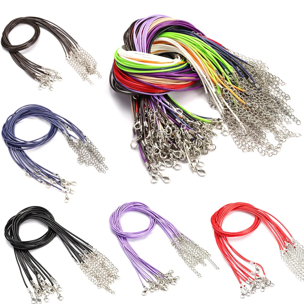 10/20/50pcs Leather Necklace Rope Adjustable Braided String Cord with Lobster Clasp for Jewelry Making Bracelets DIY Crafts