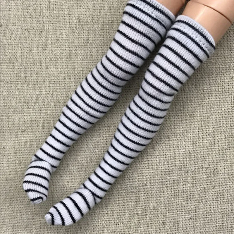 1pair Striped Stockings for Barbie Doll Thigh High Stockings For Blythe 1:6 Doll Long Sock For Momoko 1/6 Doll Accessories Kids