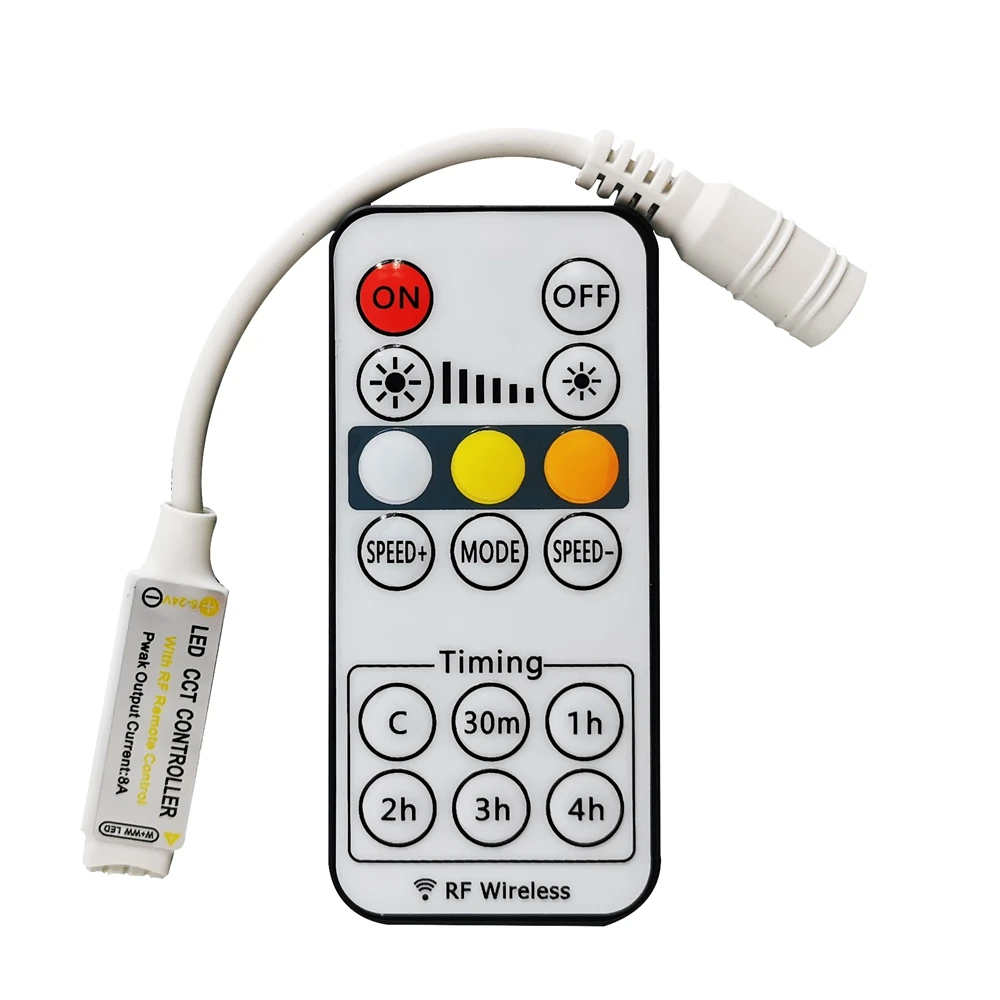 Kontroler Led CCT RF 16 klawiszy Mini bezprzewodowy pilot do paska świetlnego 5050 2835 WW/CW z funkcją timera Regulacja czasu DC5-24V
