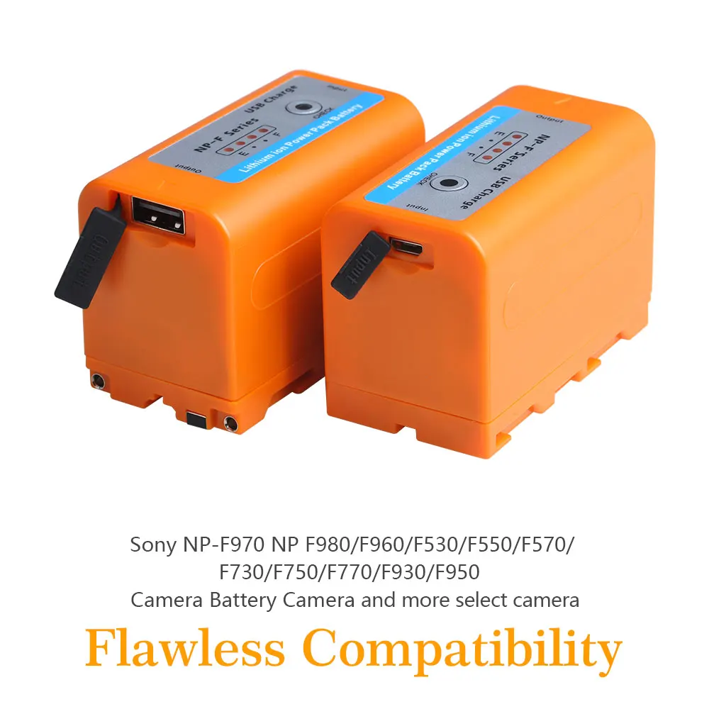 5200mAh Battery for Sony NP-F770 NP-F750 NP F970 F960 F550 F570, NP QM71 QM91 QM51D QM71D NP-QM91D Battery with USB Port