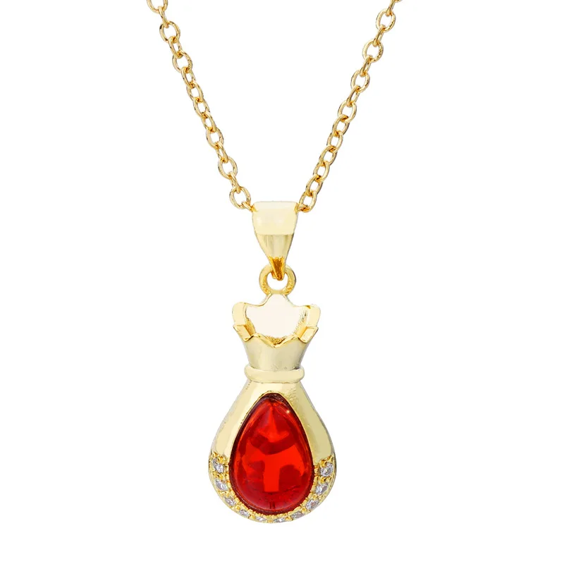 MHXFC Wholesale European Fashion Female Party Wedding Gift Red Purse AAA Zircon Real 18KT Gold White Gold Pendant Necklace NL99