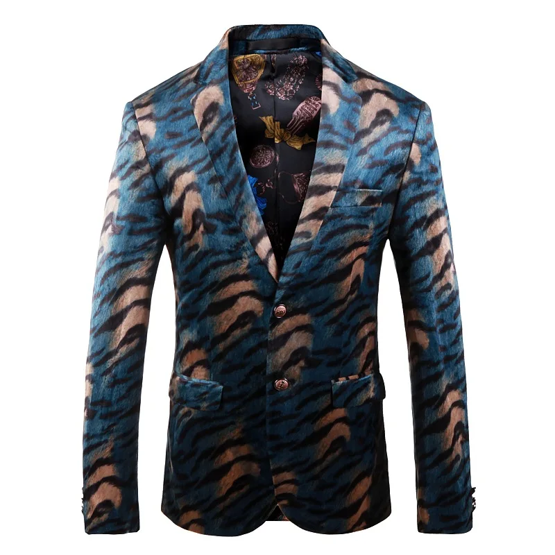 

Digital Printing Men's Suit Long Sleeve Suit Jacket Fashion Show Men Slim Blazer Jacket Fashion Casual Party Two Button Coat