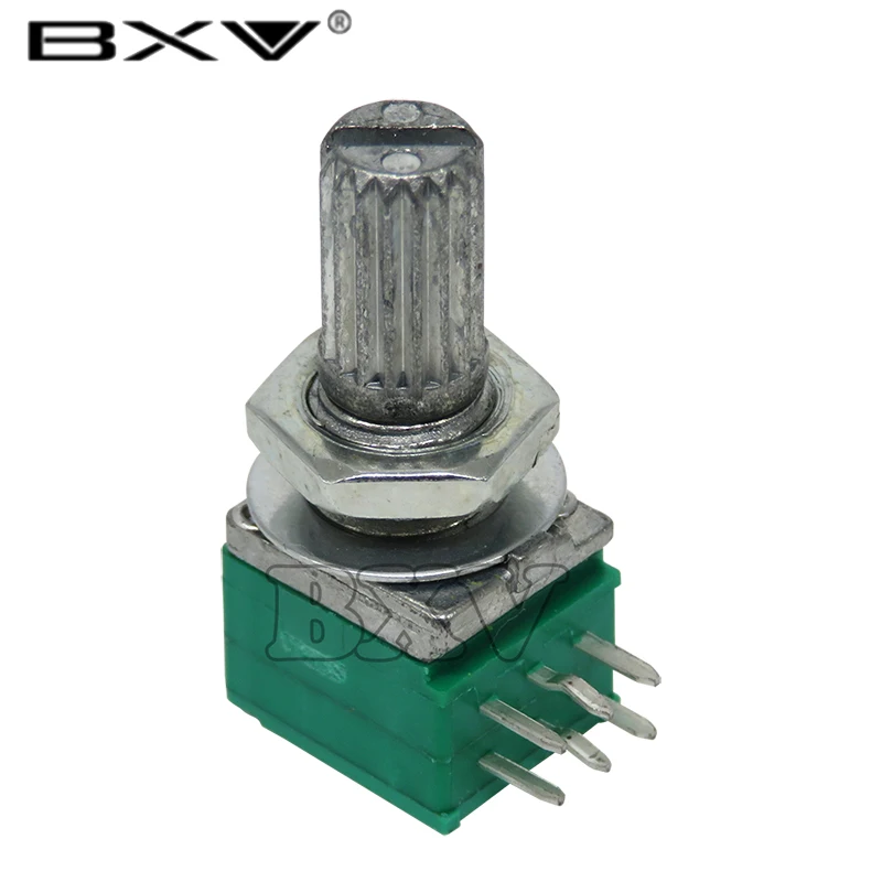 5PCS RK097G RK097 5K 10K 20K 50K 100K 500K B5K With A Switch Audio 6PIN Shaft 15mm Amplifier Sealing Potentiometer Green