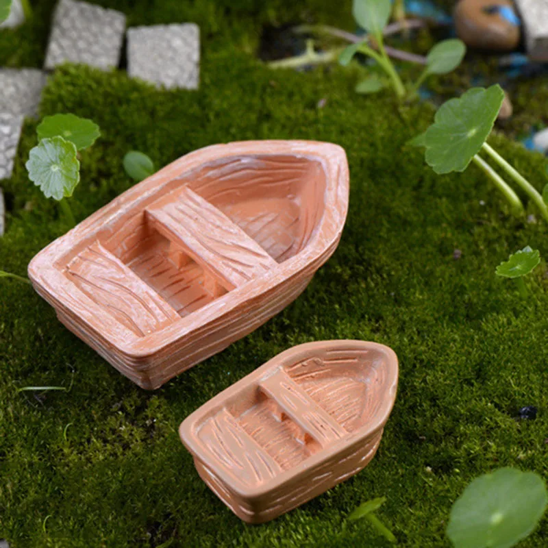 Cute Mini Boat Animal Figurines Miniature Garden Resin DIY Ornament Gnomes Moss Micro Landscape Cake Keys Plastic Crafts Decor