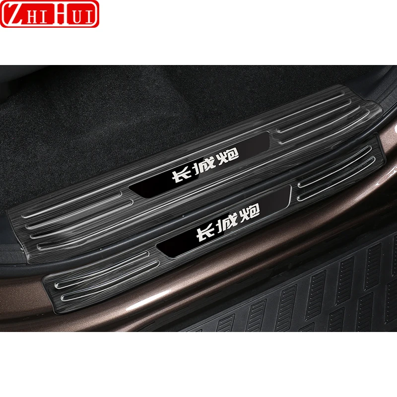 

Interior Car Styling Door Welcome Threshold Cover Sticker For GWM POER UTE 2020 2021 Haval Stainless Steel Protector Accessories