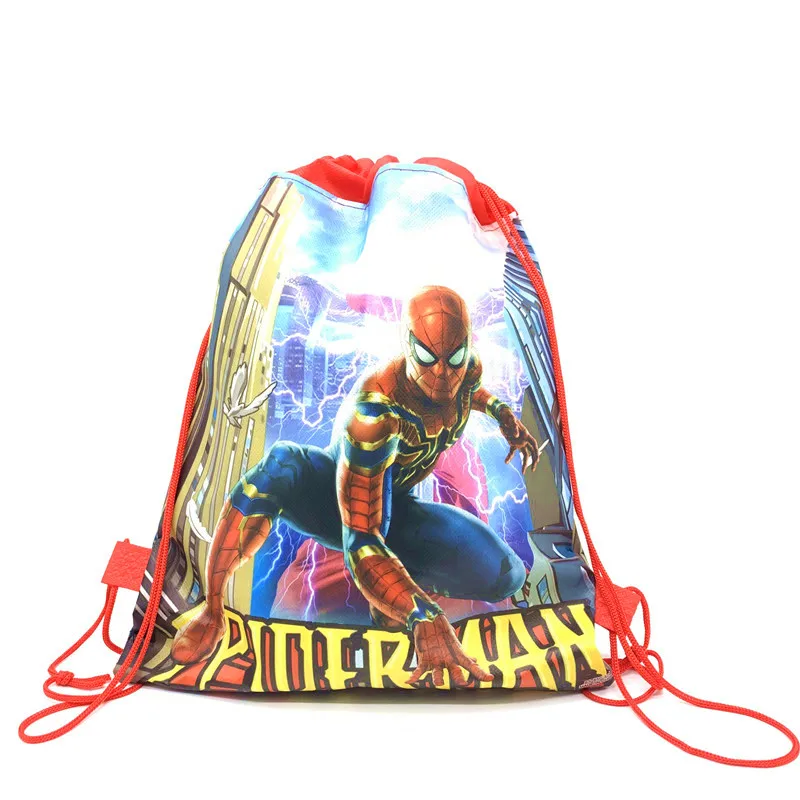 8/16/24/30/40/50PCS Disney Superhero Spiderman Drawstring Bags For Girls Kids With Gift Or Candy Travel Package School Backpack